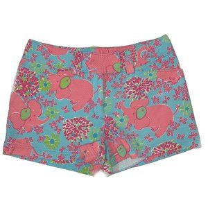 Lilly Pulitzer Shorty Shorts Elephant Print Size 0